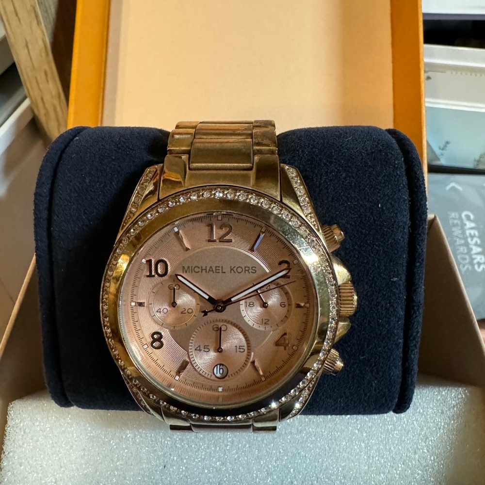 Authentic rose gold diamond bezel Michael kors watch
